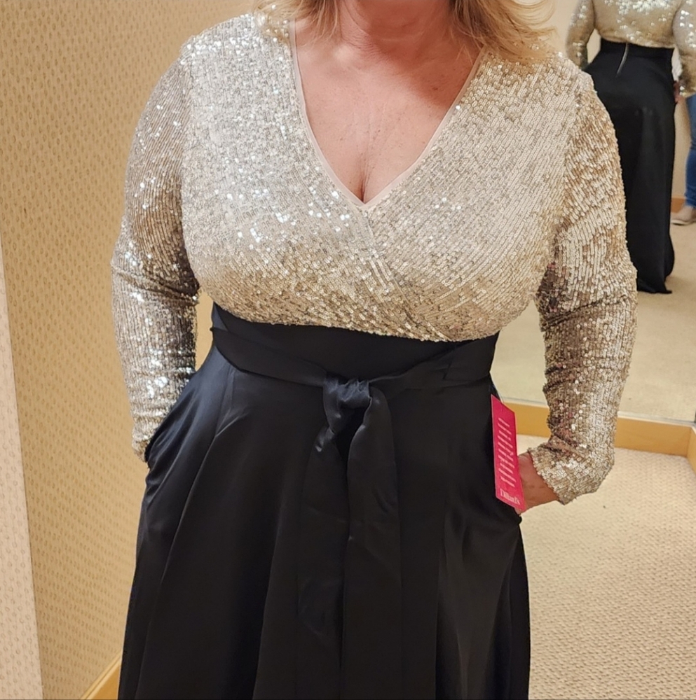 Xscape Gold and Silver Sequin Dress